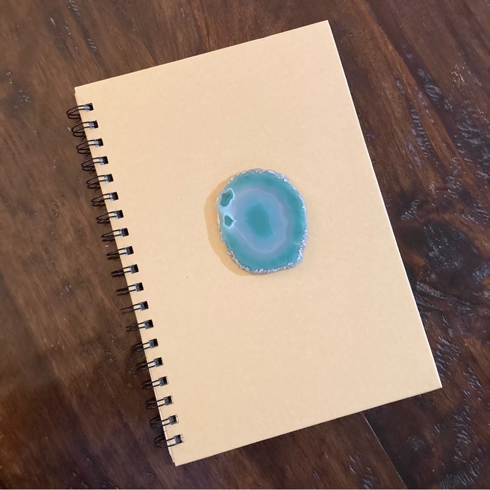 Journal Blue Green Aqua Agate Slice Spiral Notebook